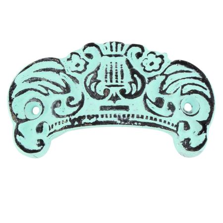 Aqua Green Distressed Vase D Pull Iron Handle